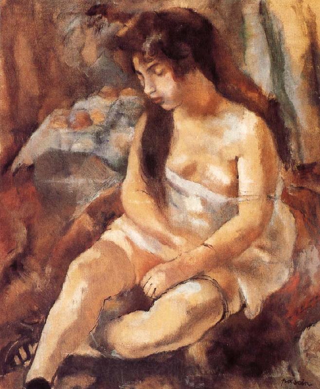 Jules Pascin Seated portrait of maiden France oil painting art